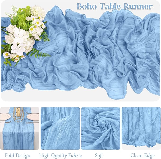 10 Pack Cheesecloth Table Runner 10FT Boho Gauze Rustic Fabric Table Runner - Image 3