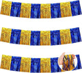 BEISHIDA Blue Gold Fringe Garland Banner 30ft Wall Tinsel Foil Streamers | 3Pack by Beishida