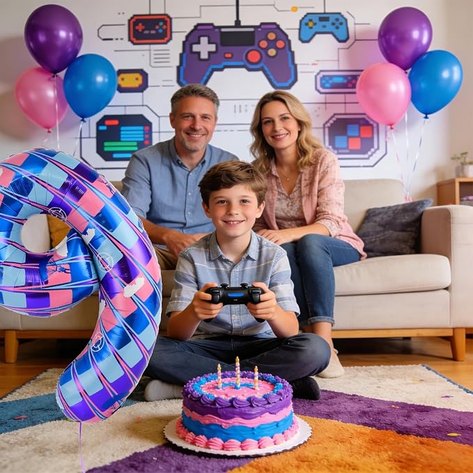 40 Inch Video Game Themed Number 9 Balloon, Birthday Party Decorations | Large - Image 4