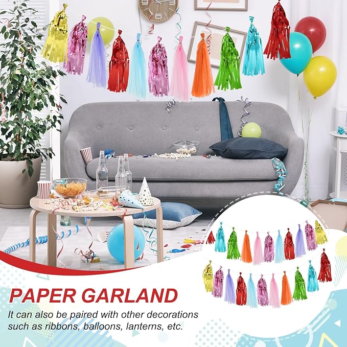 MECCANIXITY 20Pcs Shiny Tassel Garland Banner Tissue Paper - Image 5