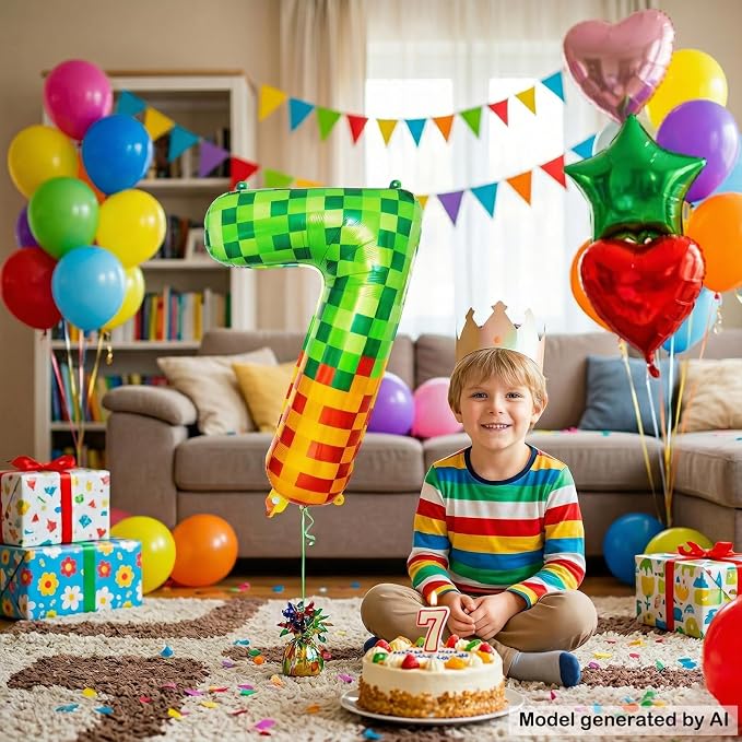 40 Inch Pixelated Number 7 Foil Balloon - Image 7