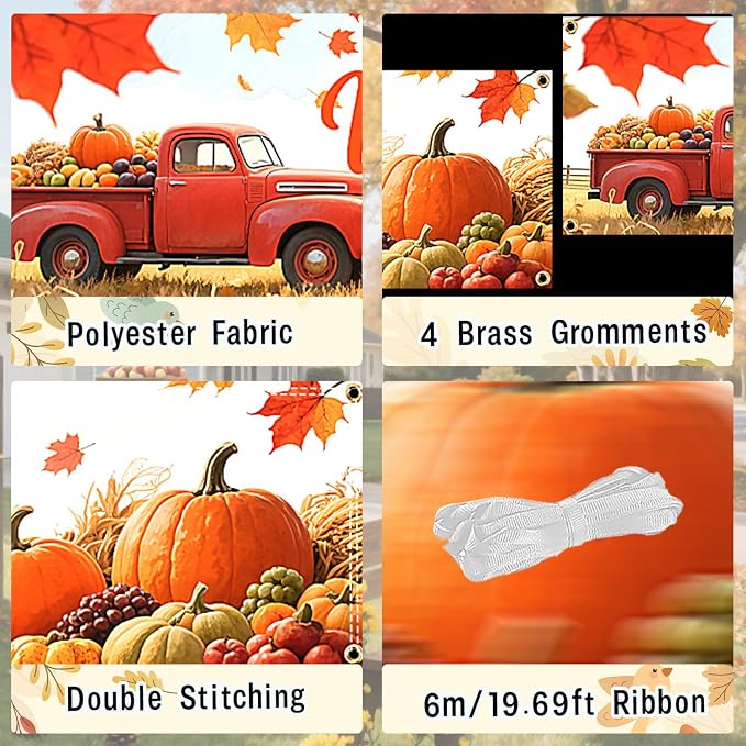 Welcome to Our Patch Large Banner 120x20 Inch, Happy Fall Autumn Harvest - Image 2