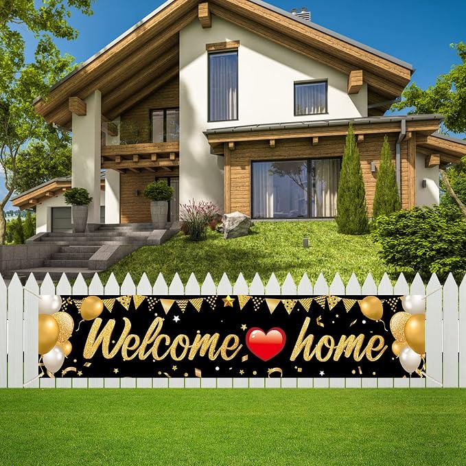 Zirtorei 2Pcs Welcome Home Decorations We Missed You So Much Banner | Black - Image 4