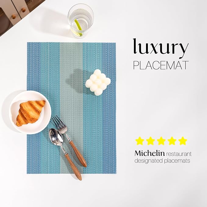 LEXMORE Placemats Set of 6 Vinyl/Plastic Woven Place Mats - Image 2
