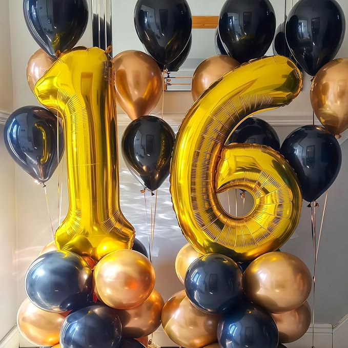 Gold 15 Balloon Number, 40 Inch Number 15 Balloon Large Gold Foil Mylar Helium - Image 5