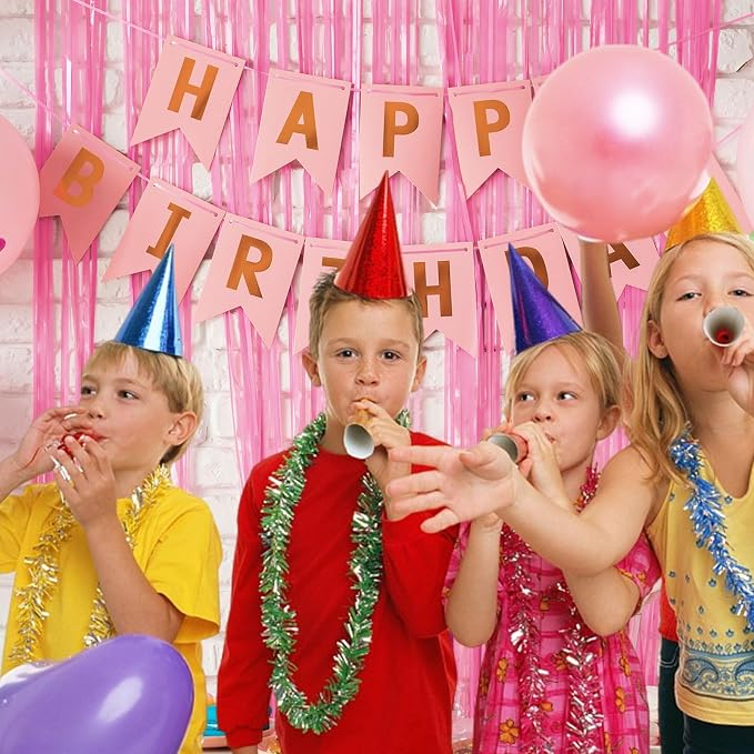 5 Pack Backdrop Party Decorations Pink Tinsel Curtain Party Backdrop Foil - Image 2