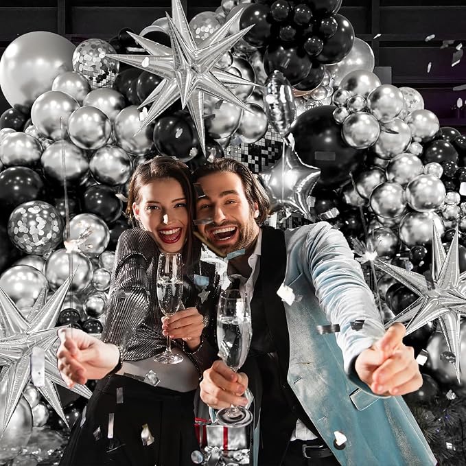 Black and Silver Balloons, Thick & Durable, - Image 6