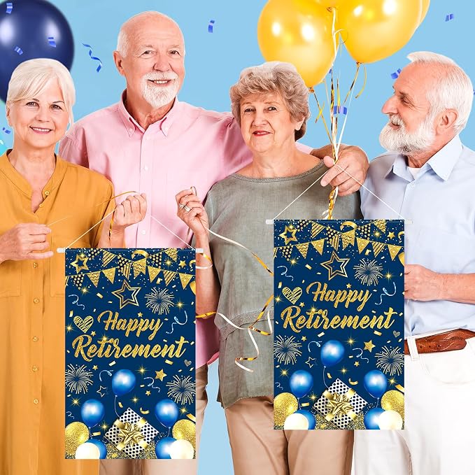 Blue Gold Retirement Door Banner Decorations Happy Retirement Party Small - Image 5