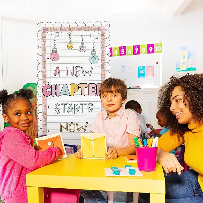 HunnmingRe Classroom Door Banner Decor a New Chapter Starts Now Back to School - Image 7