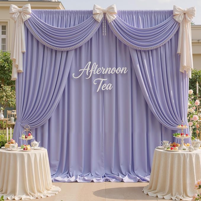 10x8 ft Wrinkle Free Lavender Light Purple Backdrop Curtain Drapes, Polyester - Image 4