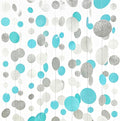 Teal Blue Silver White Party Polka Dot Garland Banner Aqua Turquoise Glitter by pinkblume