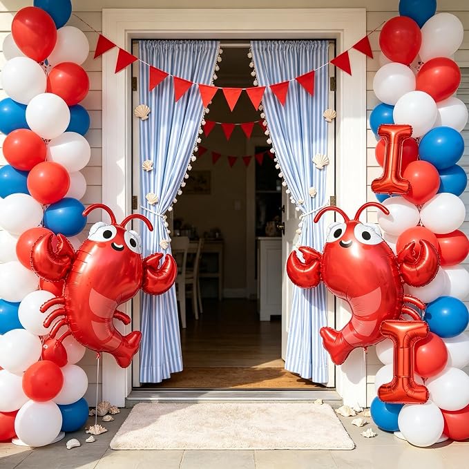 4Pcs Red Lobster & AI Letter Foil Balloons Set, Cartoon Seafood Balloons - Image 7