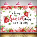 Strawberry Baby Shower Photo Banner Strawberry Girl Baby Shower Newborn Party by HQM