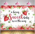 Strawberry Baby Shower Photo Banner Girl Baby Shower Newborn Party Decorations by HQM