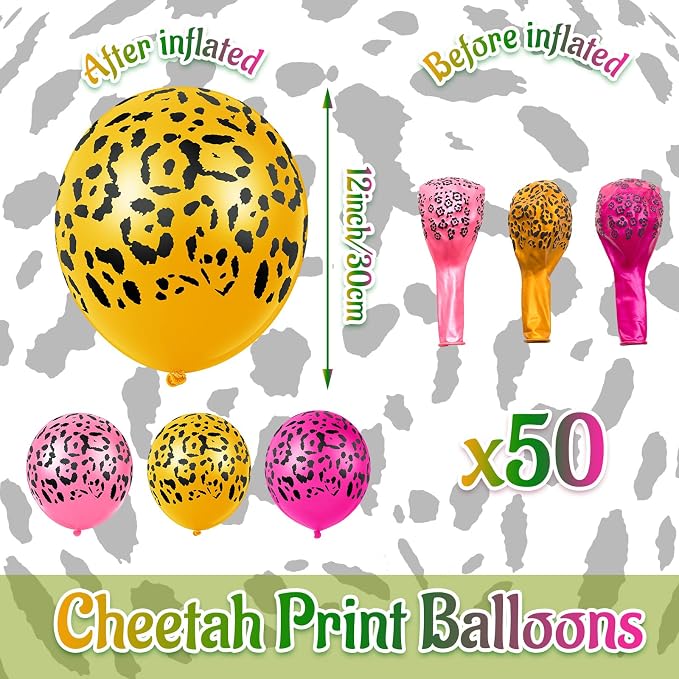 Gejoy 50 Pcs Cheetah Balloons Leopard Print Balloons 12 Inch Spots Latex - Image 2