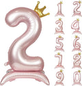 Pink Crown Number 2 Balloon Standing Pink Princess digital 2 Foil Balloon | by YOIOZAIZAI