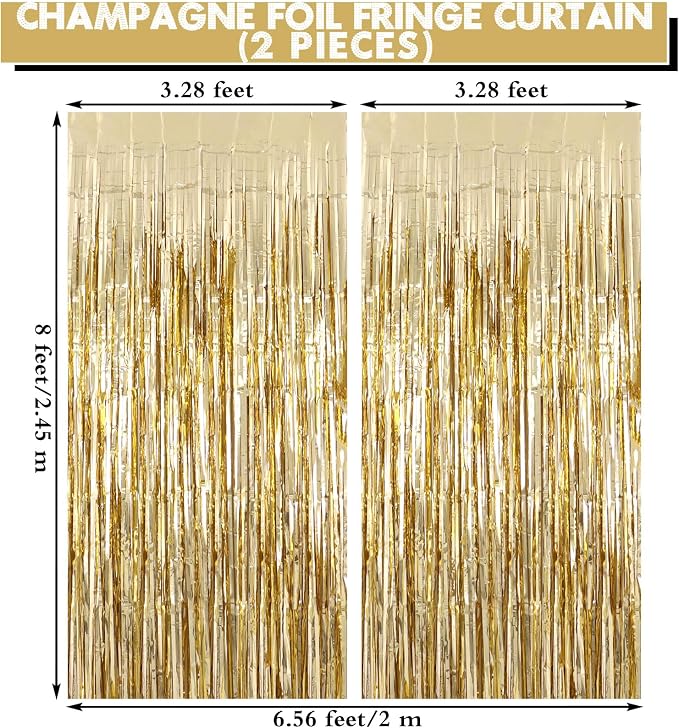 2 Pack Fringe Curtains Foil Shiny Fringe Backdrop Tinsel Door Streamers Foil - Image 3