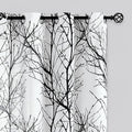 FMFUNCTEX Linen Black White Semi Sheer Print Curtains 72 Inch Long 2 Panels | by Fmfunctex