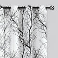 FMFUNCTEX Linen Black White Semi Sheer Print Curtains 54 Inch Long 2 Panels | by Fmfunctex