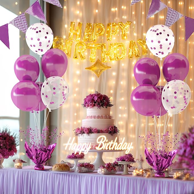 4 Set Purple Table Balloons Centerpiece - Image 2