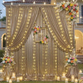 20x10 ft Champagne Sequin Backdrop Curtain with Lights for Parties, Wrinkle Free Glitter Photo Backdrop Drapes Shimmer Back Drop Cloth with Light Strings for Wedding Birthday Photography Background