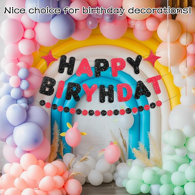Black and Red Birthday Decorations, Windows Living Room Decor | Happy Birthday - Image 7