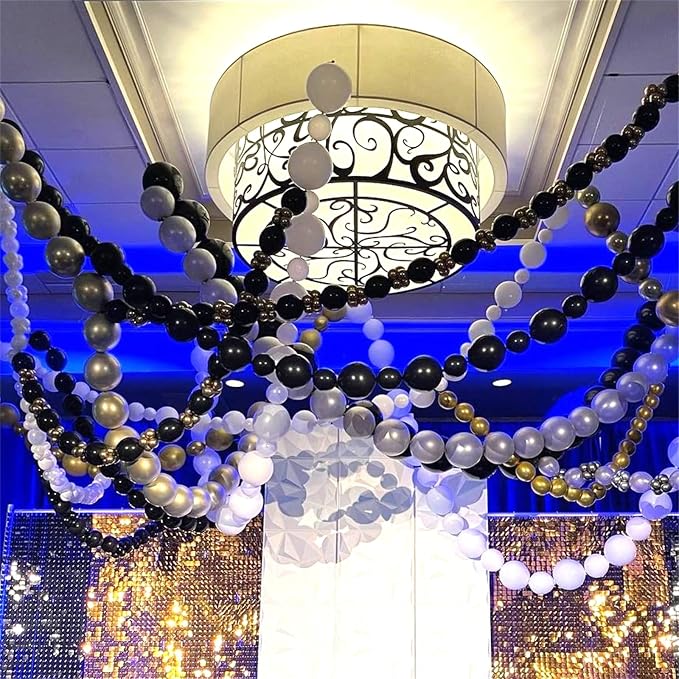 90PCS Black White and Silver Linking Balloons, Wedding Birthday Baby Shower - Image 7