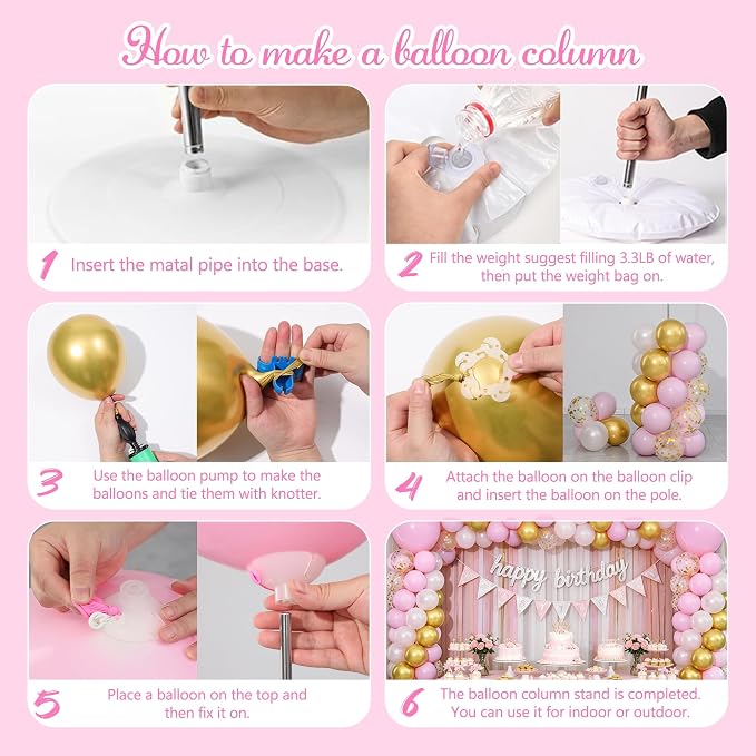 Pink Gold Confetti Balloon Column Stand Kit of 2 - Image 4