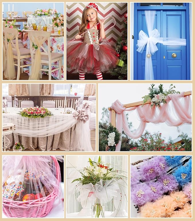 Purple Tulle Fabric Roll, 54" x 40 Yards (120FT) Tulle for Wedding Decoration DIY Halloween Tutu Party Backdrop Baby Shower Table Skirts Gift Wrapping