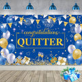 Blue Gold Congratulations Quitter Backdrop Banner Photography Background by SMENGGIL