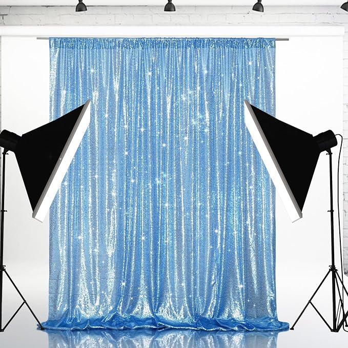 Eternal Beauty Baby Blue 3mm Sequin Backdrop 8x8 Ft - Image 2