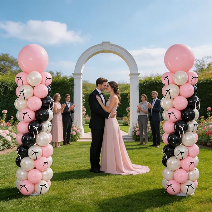 Pink Black Balloon Column Stand Set of 2 - Image 6