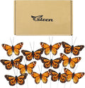 Ysleen 12 Set Monarch Butterfly Decoration Artificial Butterflies Feather Picks by Ysleen