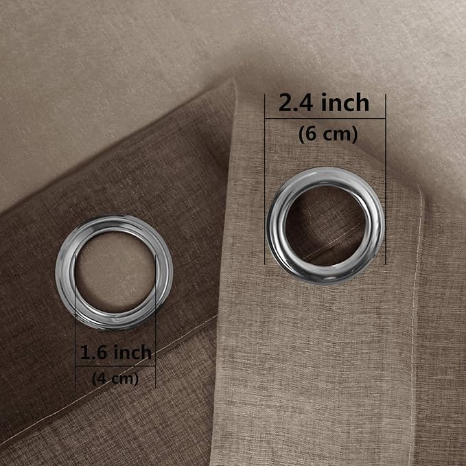 DWCN Brown Faux Linen Ombre Sheer Curtains - Image 4