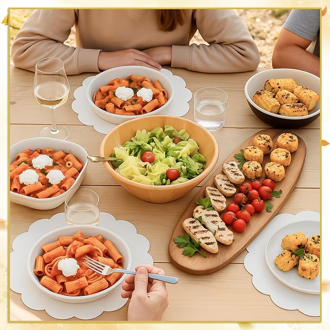 60 Pcs White Paper Placemats, 13.5 Inch Disposable Scalloped Table Mats | Thick - Image 6