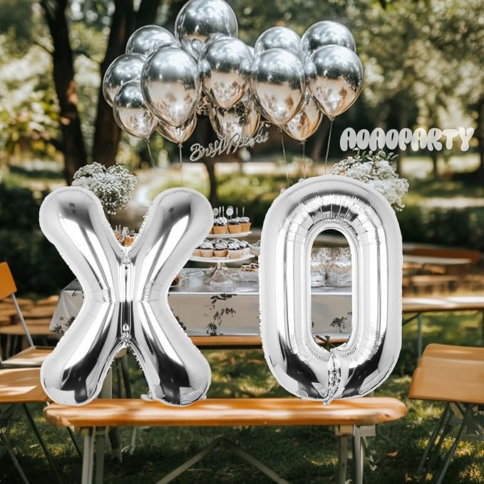 Letter Balloons Silver 40 Inch O Large Big Foil Mylar Balloon | - Image 4
