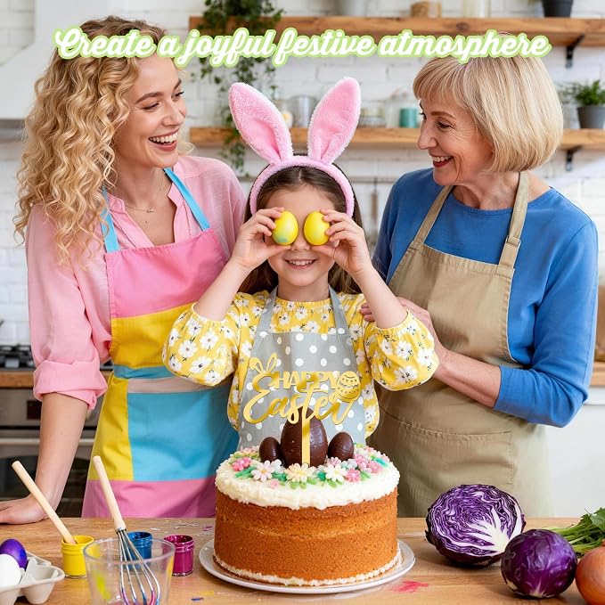 8Pcs Gold Happy Easter Cake Toppers Bunny Cupcake Decor - Image 9