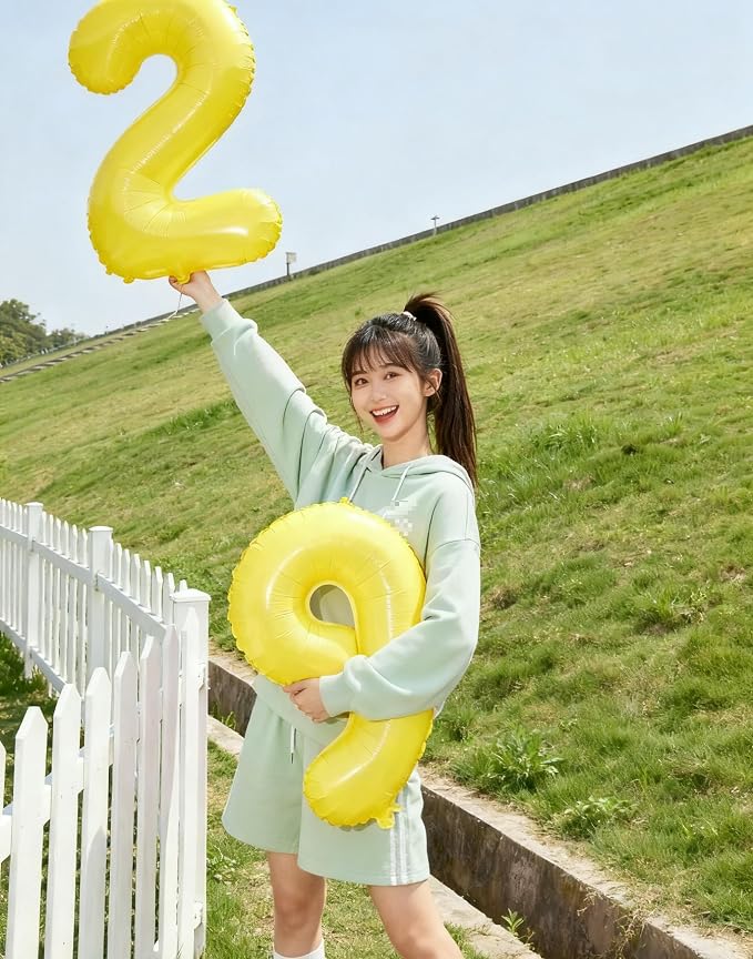 Yellow Number 9 Balloon 40 inch, Balloon numbers party supplies, deco photo - Image 5