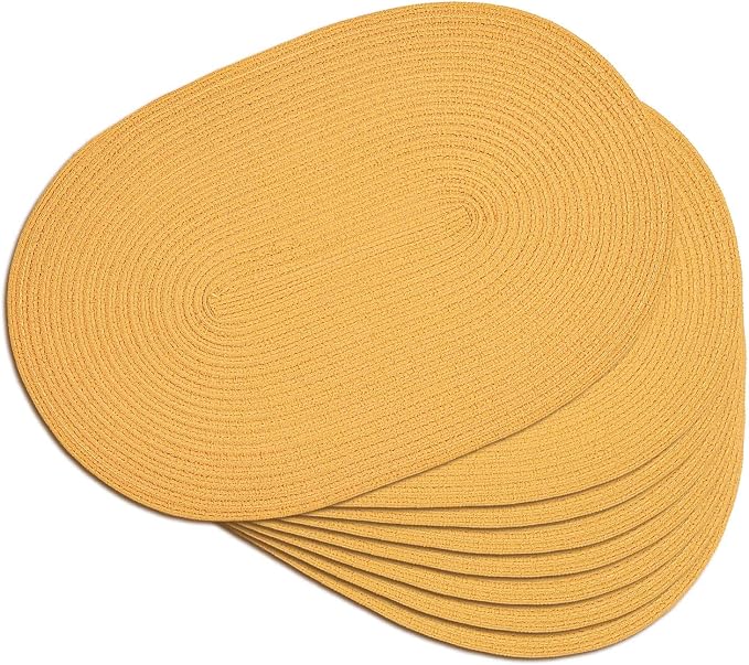 Placemats Set of 8, Woven Oval Braided Dining Table Mats | 12 x 17.5 Inch Size by Noctiflorous