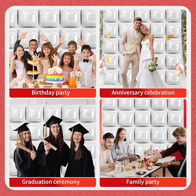 50 Pcs Square Foil Balloons 22 Inch Square Mylar Balloons, Metallic Square - Image 5