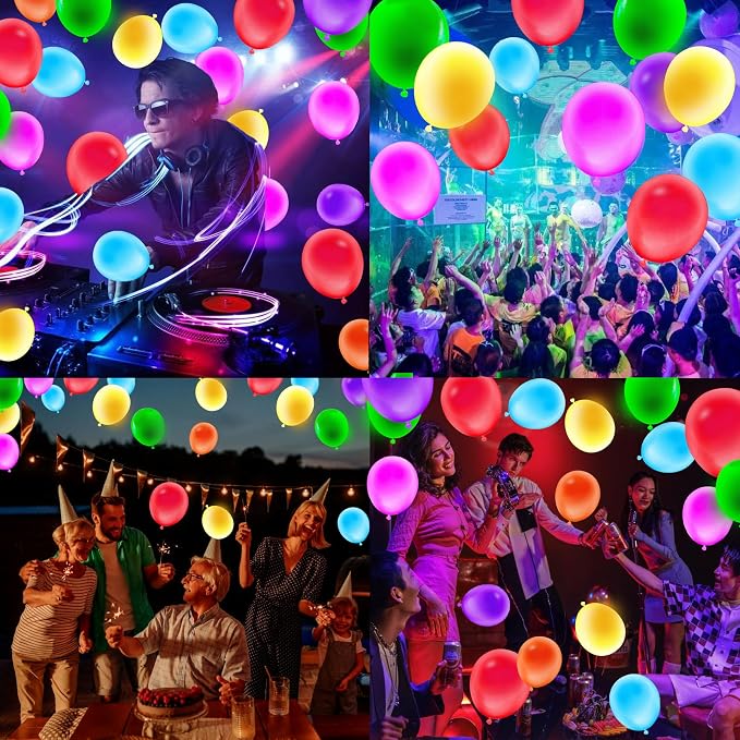 Voircoloria 105pcs UV Neon Black Light Party Latex Balloons, 10inch | Glow in - Image 4