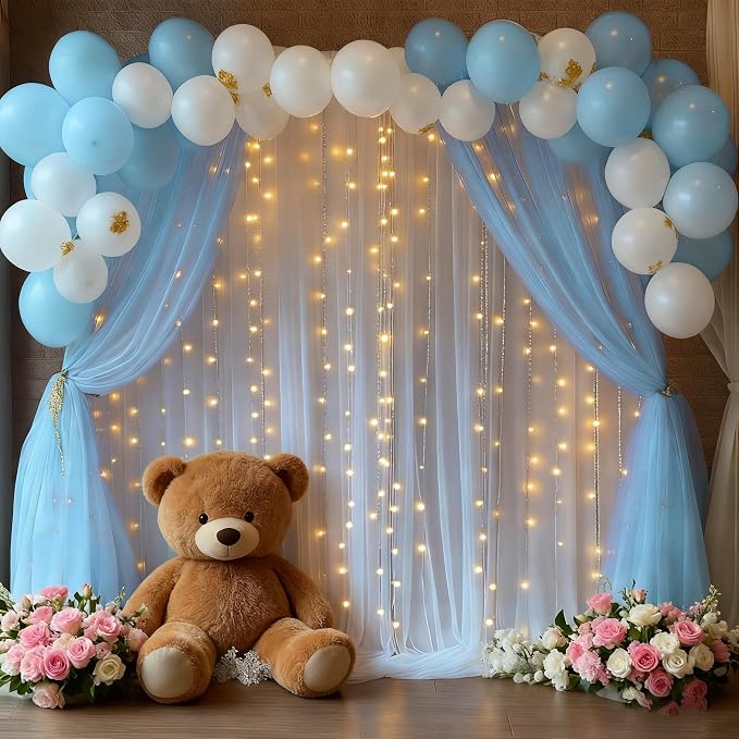 10x8ft Baby Blue Tulle Backdrop Curtain - Image 2