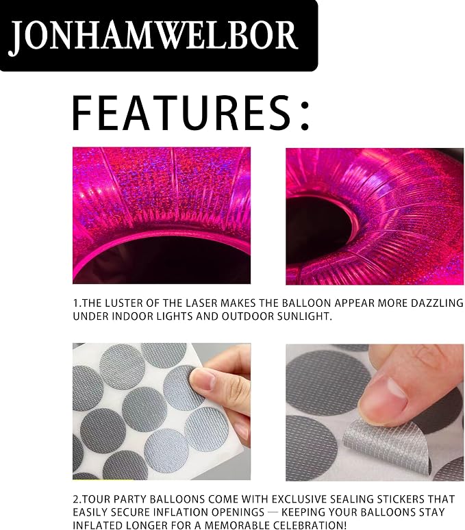 Jonhamwelbor 40 Inch Laser Hot Pink Number 2 Balloon Foil Mylar Giant Balloon - Image 4