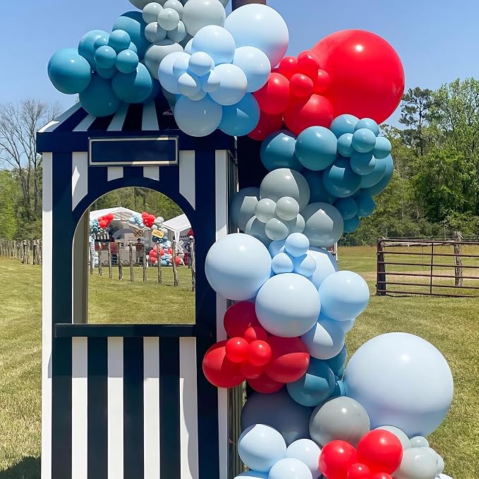 Red and Blue Balloons, 12 Inch Navy Blue Macaron Blue and Dark Blue - Image 6