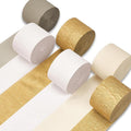 PartyWoo White Gold Ivory Sand White Crepe Paper Streamers 6 Rolls 492 FT | by PartyWoo