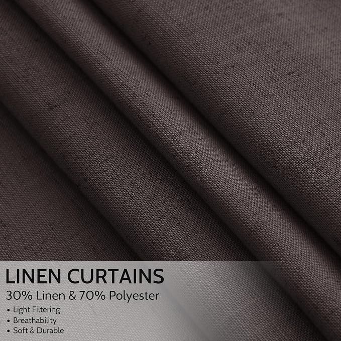 Cocoa Coffee Linen Curtains 72 Inch Long - Image 2