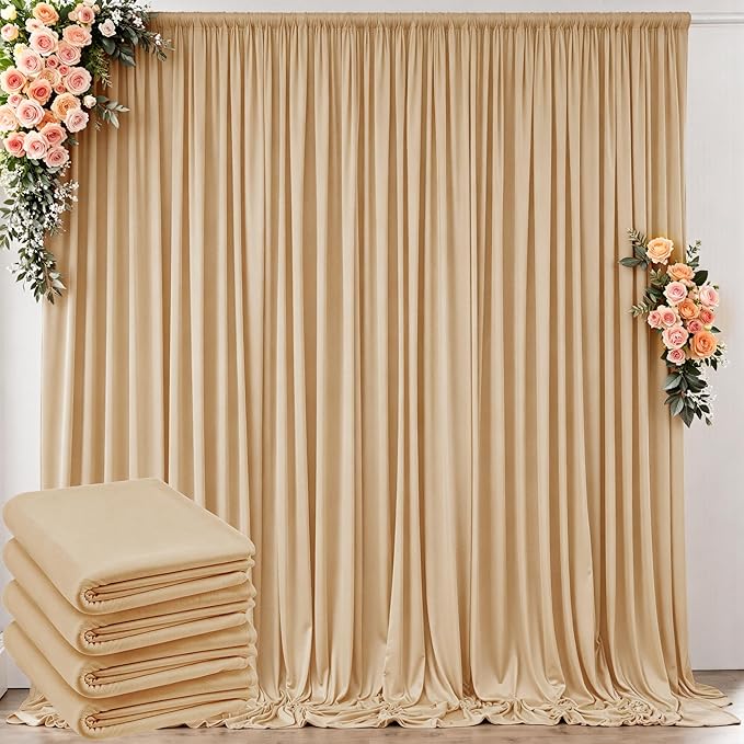 20 ft x 10 ft Wrinkle Free Champagne Backdrop Curtain by Outpain