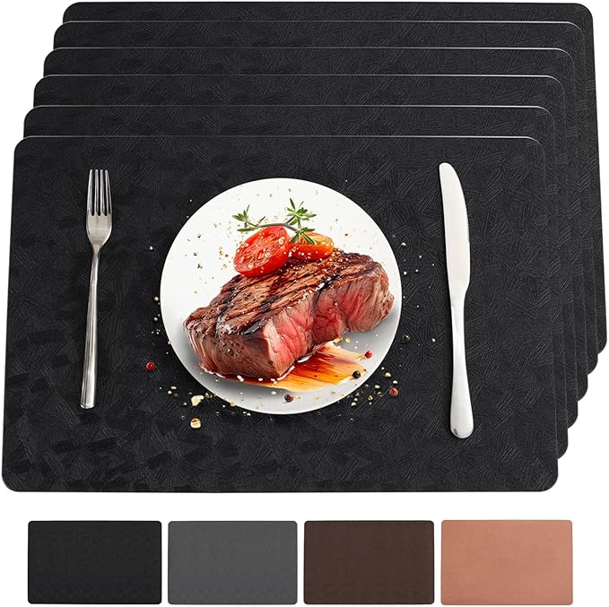 Vinyl Placemats Set of 6 Heat Resistant Easy Clean Non-Slip Place Mats by BxzanDya-LifeSmartMaker