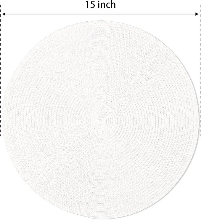 FunWheat Round Braided Placemats Set of 4 Table Mats - Image 2