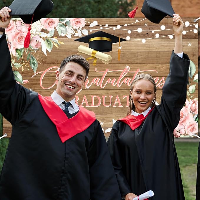 Rustic Wood Graduation Banner Congratulations Graduate Party Decorations - Image 5